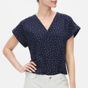 GAP Polka Dot V-neck Short Sleeve Blouse